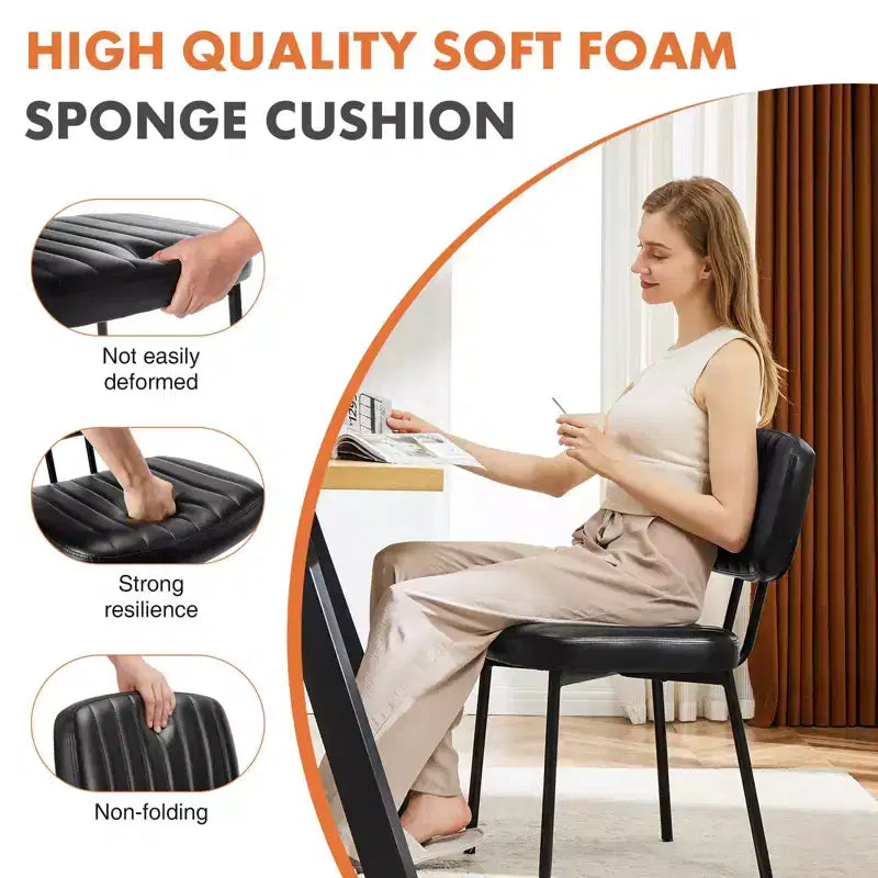 TUYOHW 18.5 Faux Leather Armless Chairs with Metal Legs for Kitchen,Mid-Century Modern Dining Chairs,Chic Dining Room Chair,275lbs Max