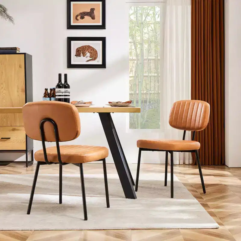 TUYOHW 18.5 Faux Leather Armless Chairs with Metal Legs for Kitchen,Mid-Century Modern Dining Chairs,Chic Dining Room Chair,275lbs Max