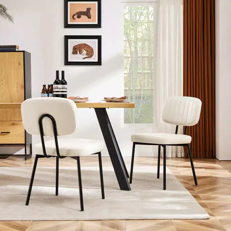 TUYOHW 18.5 Faux Leather Armless Chairs with Metal Legs for Kitchen,Mid-Century Modern Dining Chairs,Chic Dining Room Chair,275lbs Max