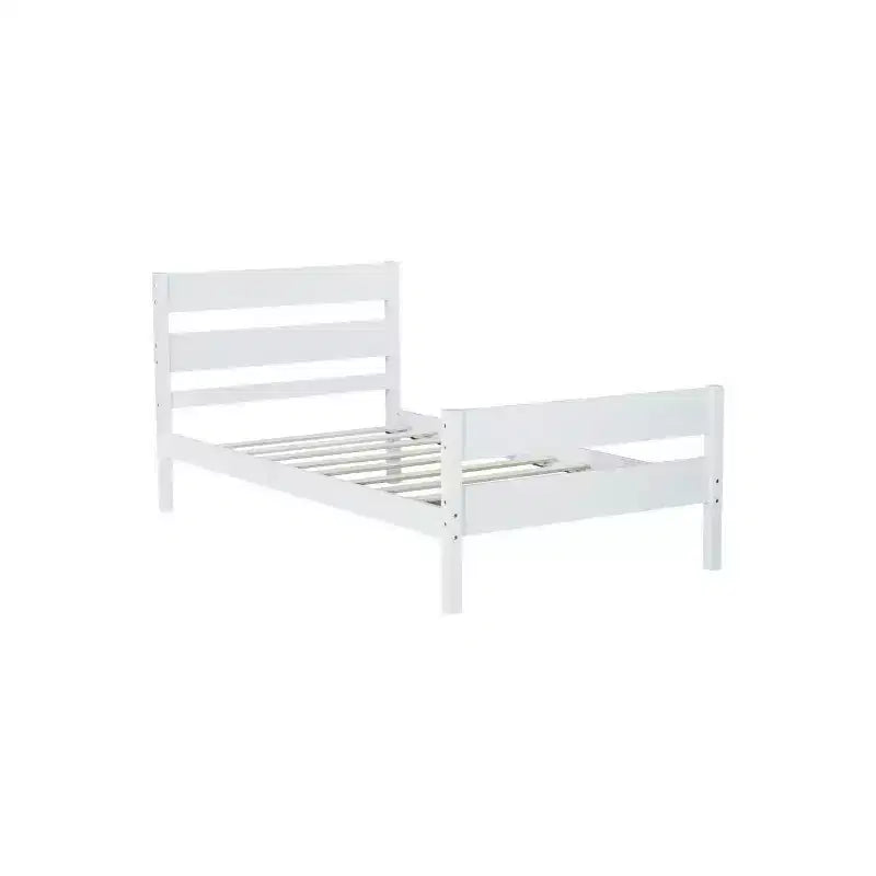 Homy Casa Twin Bed with Solid Wood Headboard and Footboard for Kids or Guest Rooms