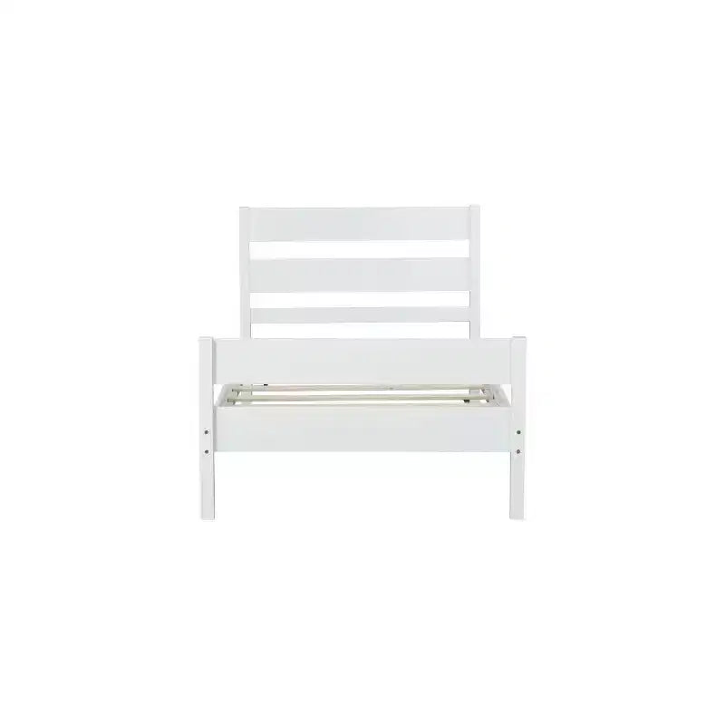Homy Casa Twin Bed with Solid Wood Headboard and Footboard for Kids or Guest Rooms