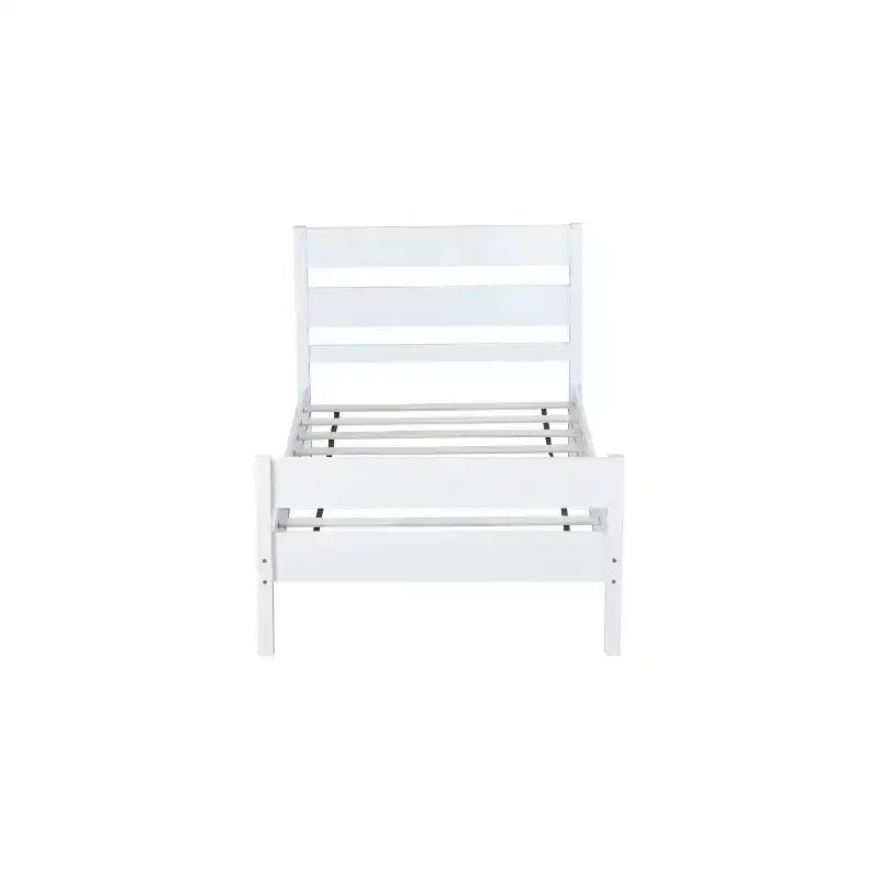 Homy Casa Twin Bed with Solid Wood Headboard and Footboard for Kids or Guest Rooms