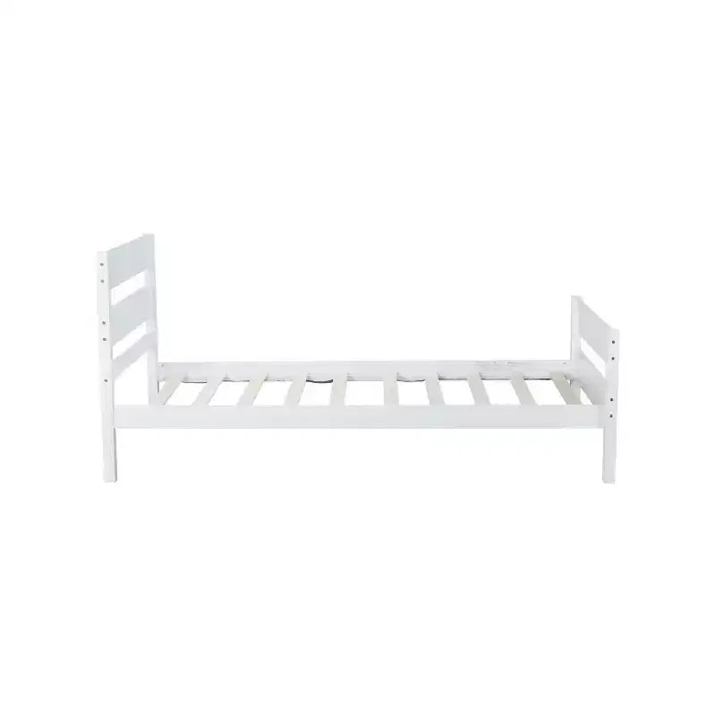Homy Casa Twin Bed with Solid Wood Headboard and Footboard for Kids or Guest Rooms