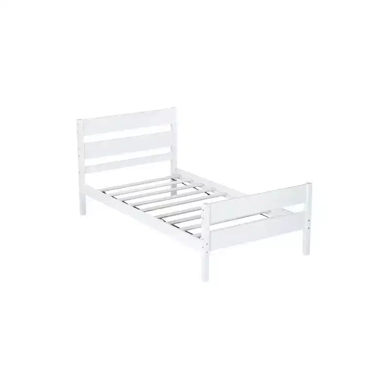 Homy Casa Twin Bed with Solid Wood Headboard and Footboard for Kids or Guest Rooms