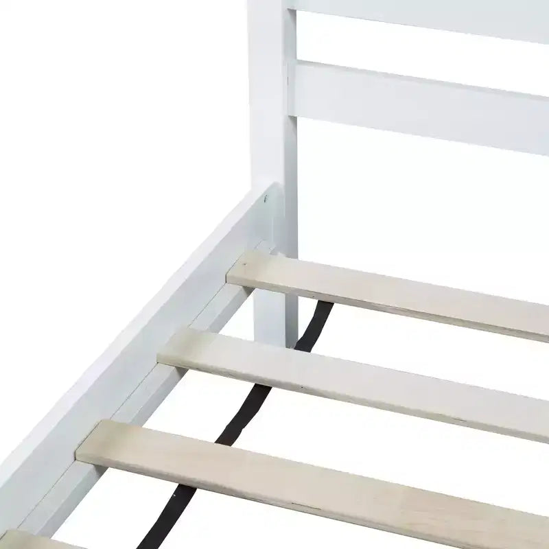 Homy Casa Twin Bed with Solid Wood Headboard and Footboard for Kids or Guest Rooms