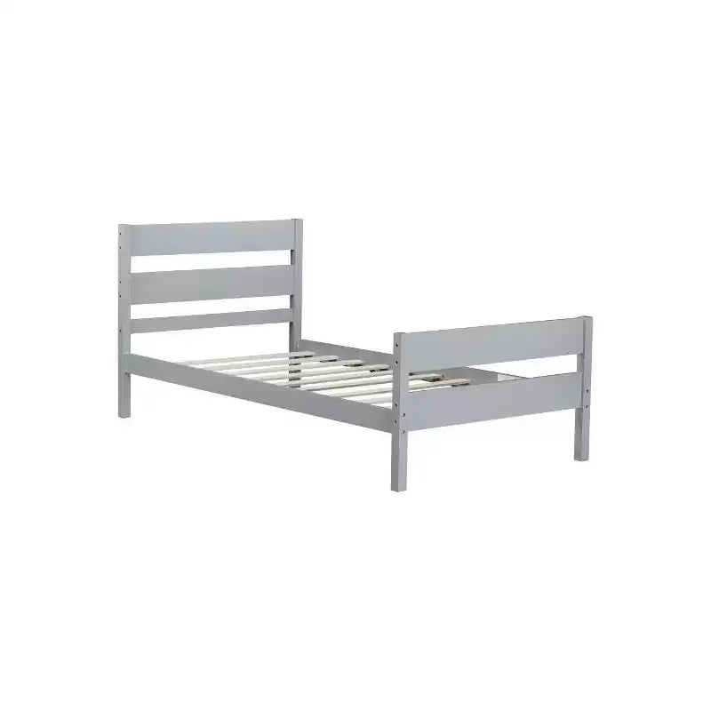 Homy Casa Twin Bed with Solid Wood Headboard and Footboard for Kids or Guest Rooms