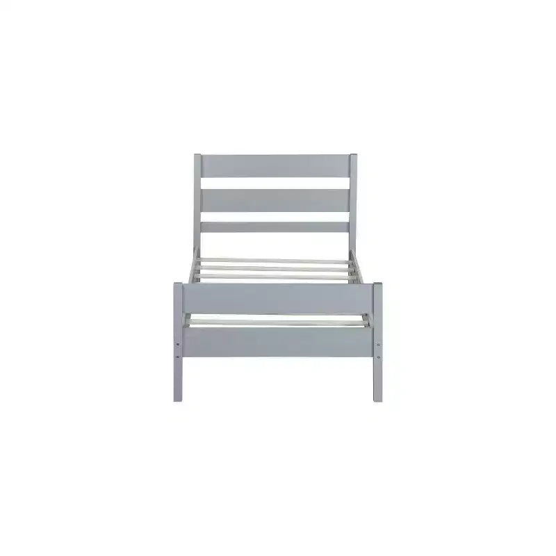 Homy Casa Twin Bed with Solid Wood Headboard and Footboard for Kids or Guest Rooms