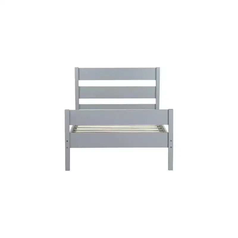 Homy Casa Twin Bed with Solid Wood Headboard and Footboard for Kids or Guest Rooms