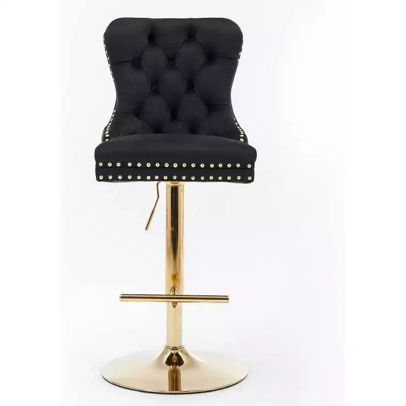 2 Piece Bar Stool Set,Velvet Bar Stool Counter Height Metal Frame Chairs, Adjustable Seat Height Modern Soft Cushion Bar Stool