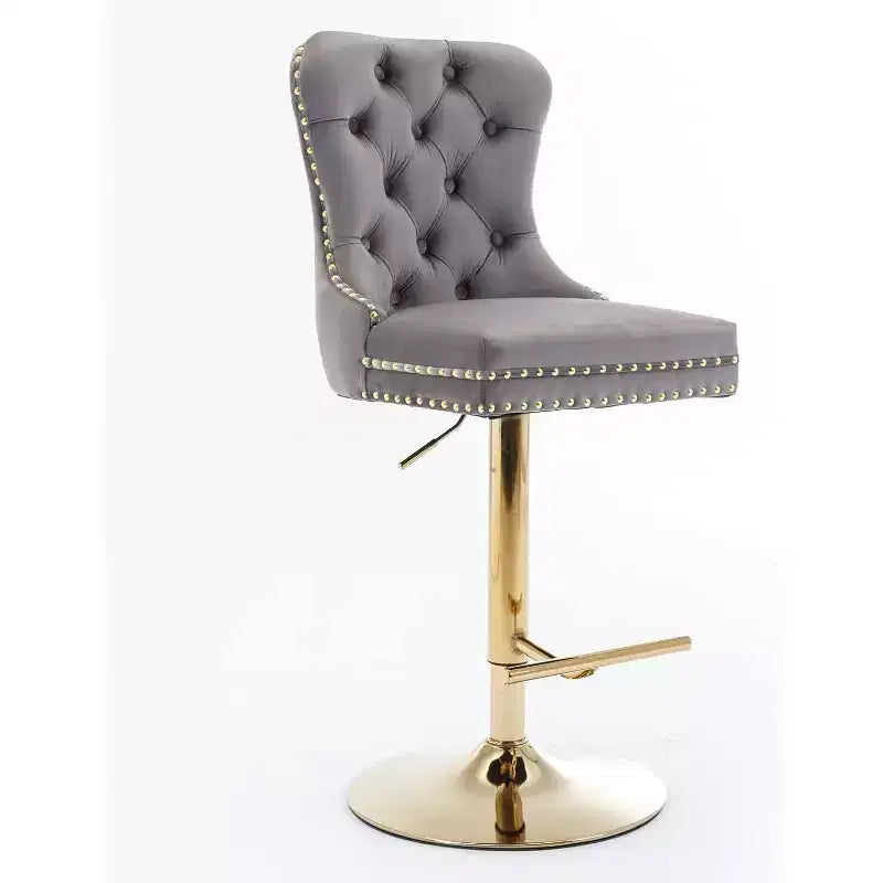 2 Piece Bar Stool Set,Velvet Bar Stool Counter Height Metal Frame Chairs, Adjustable Seat Height Modern Soft Cushion Bar Stool