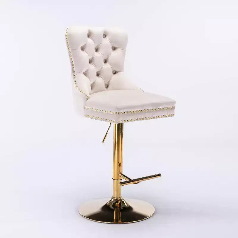 2 Piece Bar Stool Set,Velvet Bar Stool Counter Height Metal Frame Chairs, Adjustable Seat Height Modern Soft Cushion Bar Stool