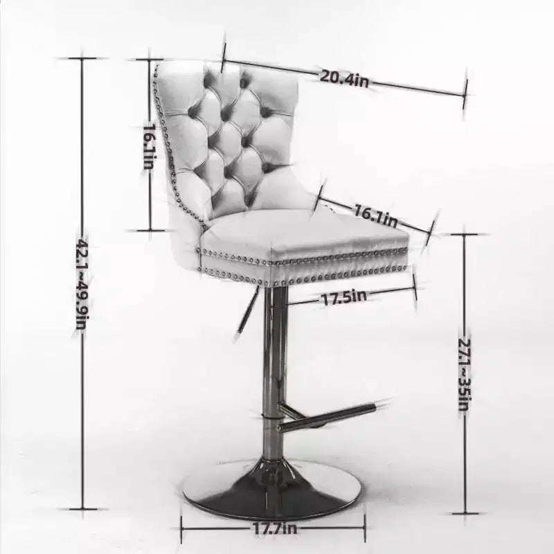 2 Piece Bar Stool Set,Velvet Bar Stool Counter Height Metal Frame Chairs, Adjustable Seat Height Modern Soft Cushion Bar Stool