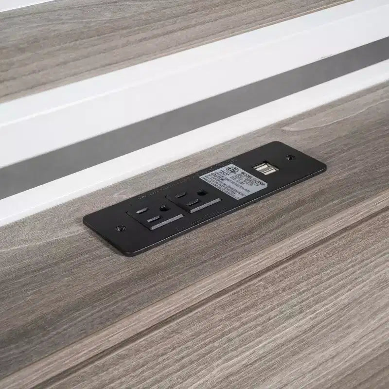Luxystar Full Size Metal Platform Bed Frame with Trundle, Shelves, Sockets and USB Ports