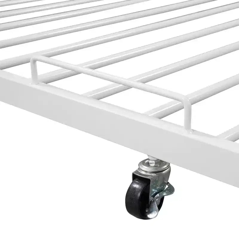 Luxystar Full Size Metal Platform Bed Frame with Trundle, Shelves, Sockets and USB Ports
