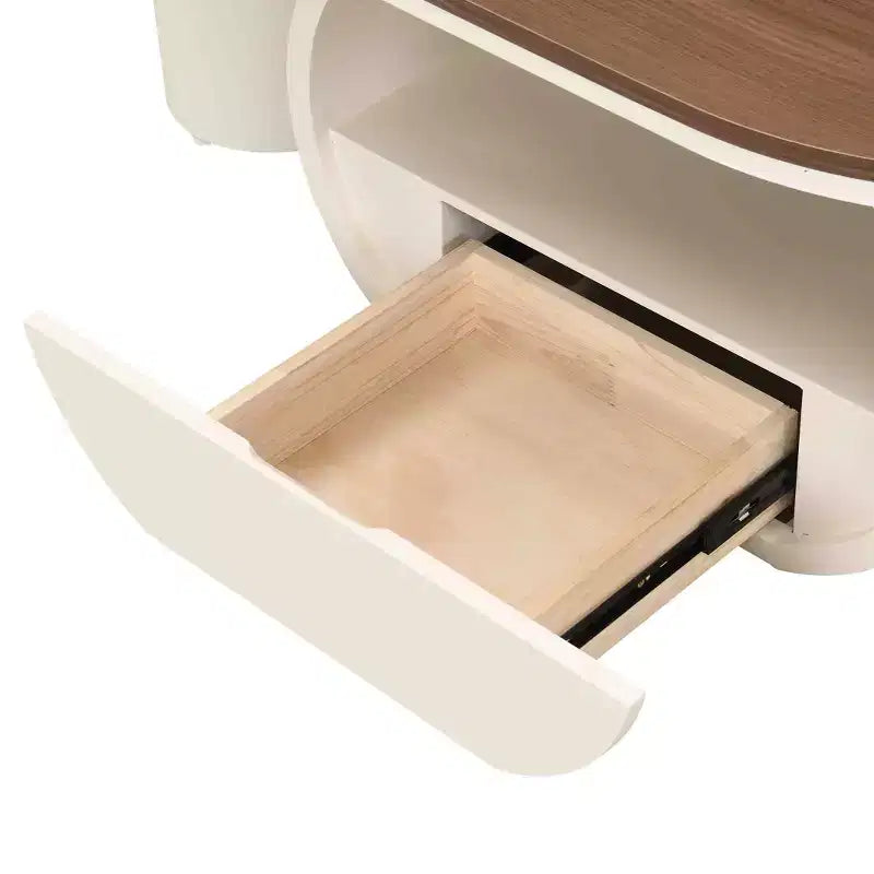 TUYOHW Luxurious Coffee Table with Drawer,47.2 White & Espresso Oval Accent Table for Living Room,MDF & Metal Cocktail Table
