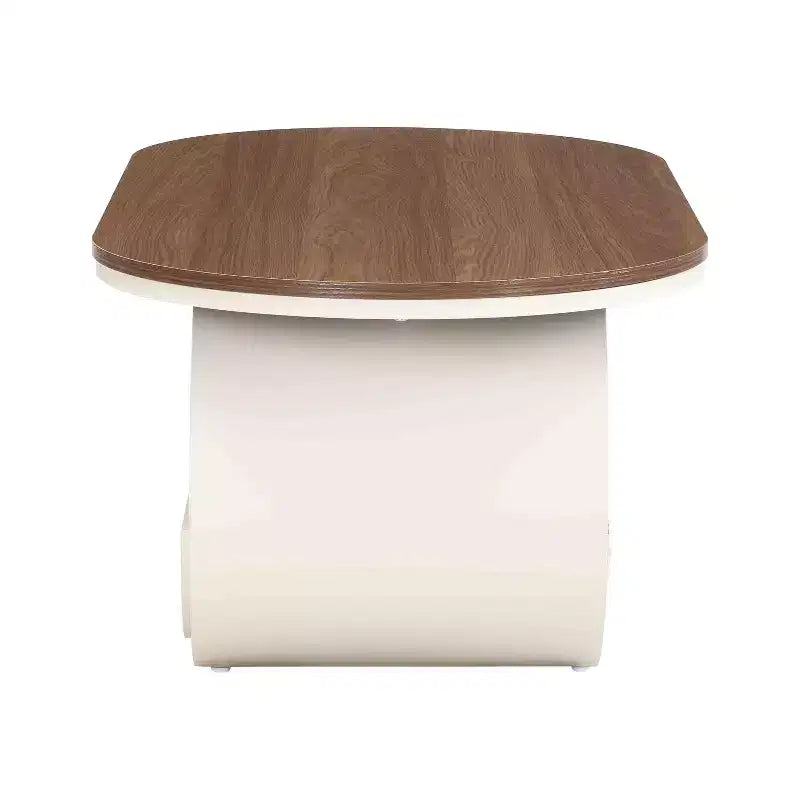 TUYOHW Luxurious Coffee Table with Drawer,47.2 White & Espresso Oval Accent Table for Living Room,MDF & Metal Cocktail Table