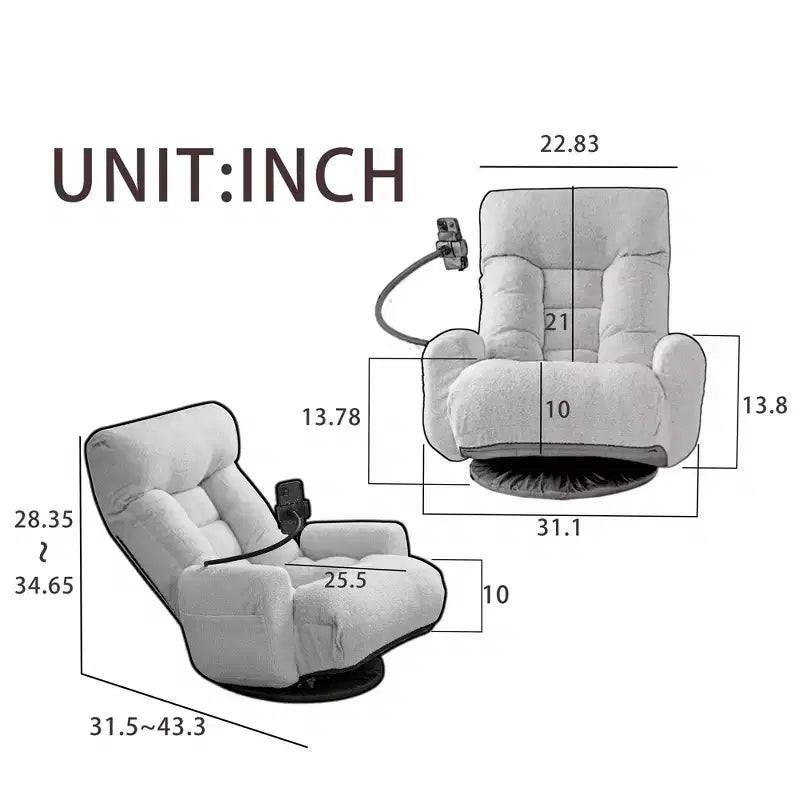Okak 360Swivel Comfy Sofa Chair Lounge Chair, Recliner with Adjustable Head, Leisure Gaming Chair with Phone Stand for Living Room