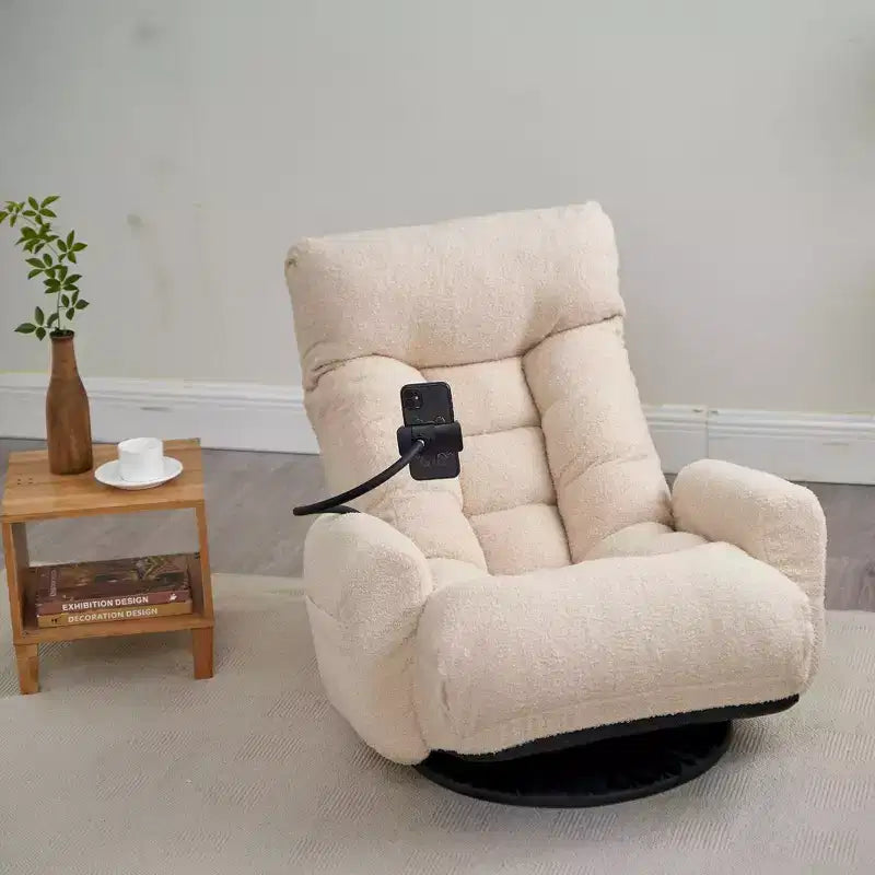 Okak 360Swivel Comfy Sofa Chair Lounge Chair, Recliner with Adjustable Head, Leisure Gaming Chair with Phone Stand for Living Room