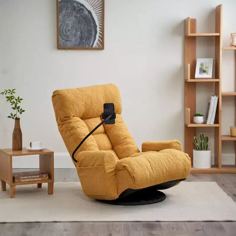 Okak 360Swivel Comfy Sofa Chair Lounge Chair, Recliner with Adjustable Head, Leisure Gaming Chair with Phone Stand for Living Room