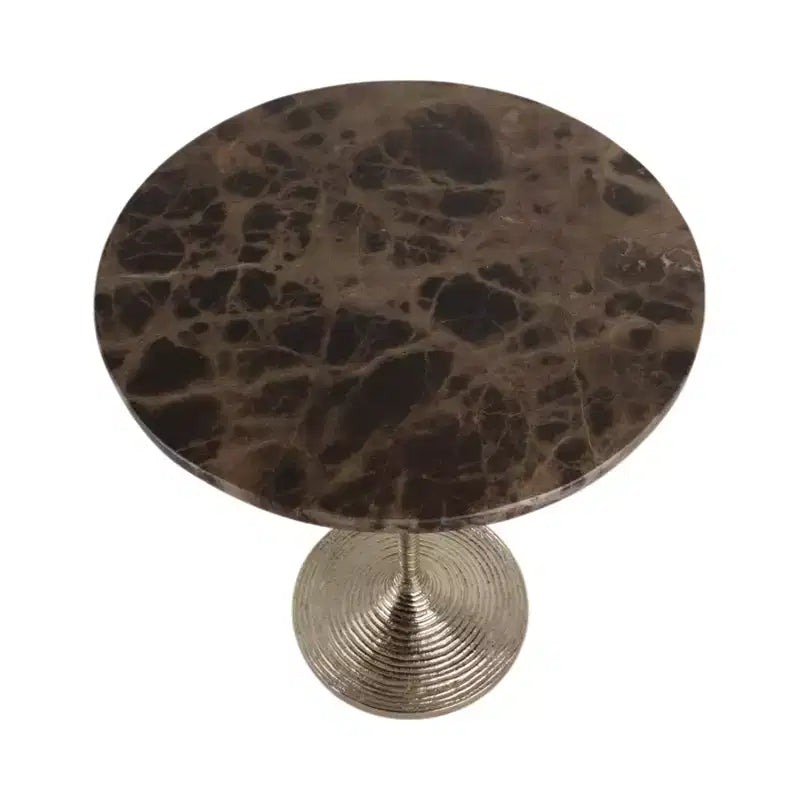 Classic End Table, Side Table, or Small Night Stand for Room Decor - Bold Metal Accent Table with Marble Top Ideal for Living Room - 21