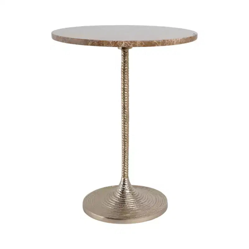 Classic End Table, Side Table, or Small Night Stand for Room Decor - Bold Metal Accent Table with Marble Top Ideal for Living Room - 21