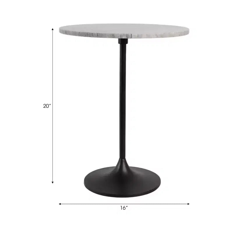 Classic End Table, Side Table, or Small Night Stand for Room Decor - Bold Metal Accent Table with Marble Top Ideal for Living Room - 21
