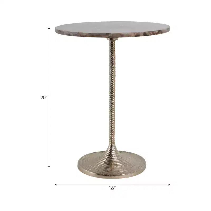 Classic End Table, Side Table, or Small Night Stand for Room Decor - Bold Metal Accent Table with Marble Top Ideal for Living Room - 21