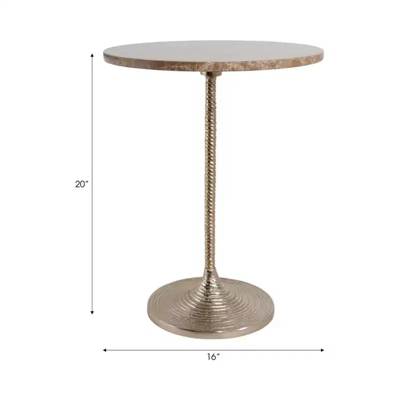 Classic End Table, Side Table, or Small Night Stand for Room Decor - Bold Metal Accent Table with Marble Top Ideal for Living Room - 21