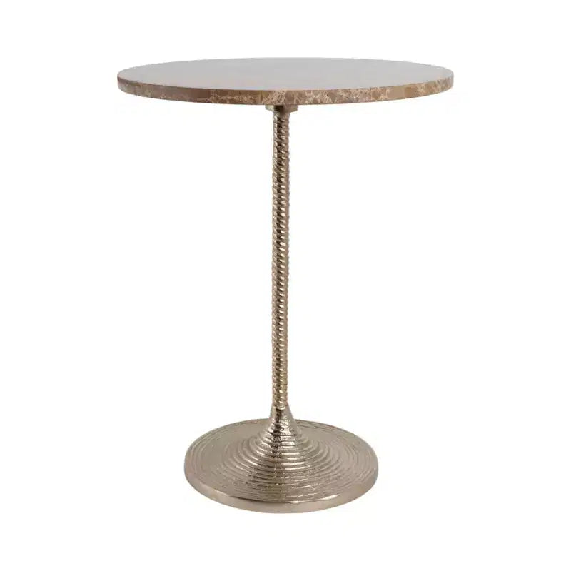 Classic End Table, Side Table, or Small Night Stand for Room Decor - Bold Metal Accent Table with Marble Top Ideal for Living Room - 21