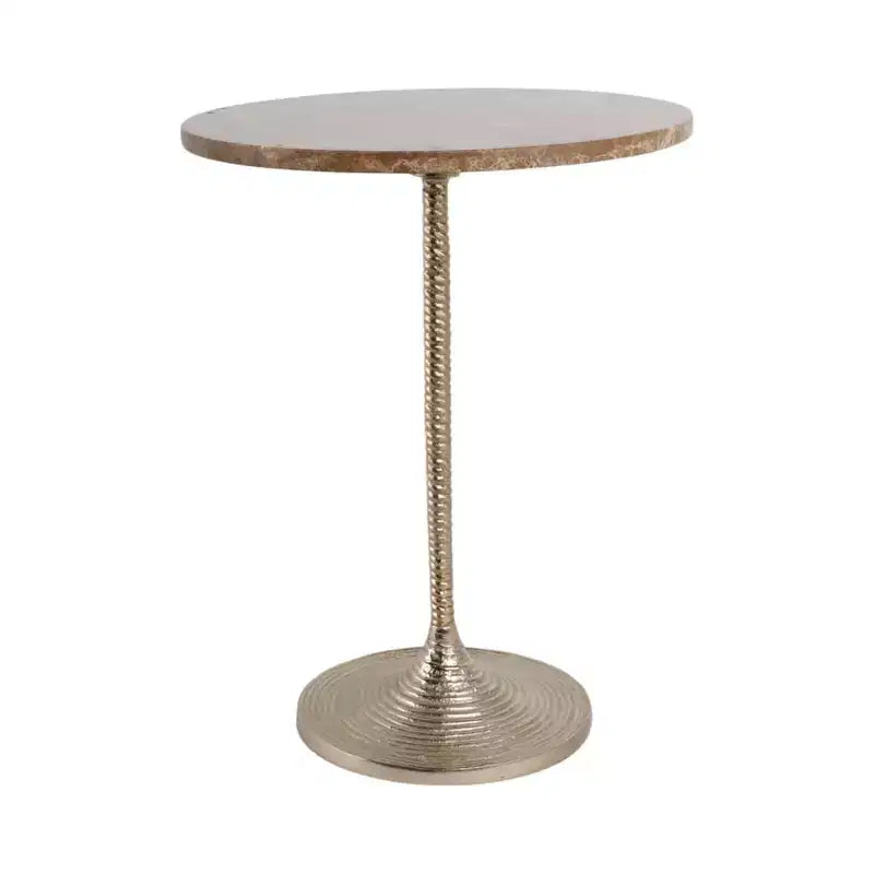 Classic End Table, Side Table, or Small Night Stand for Room Decor - Bold Metal Accent Table with Marble Top Ideal for Living Room - 21