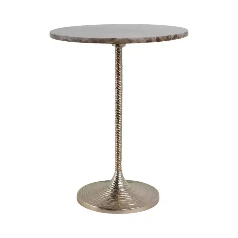 Classic End Table, Side Table, or Small Night Stand for Room Decor - Bold Metal Accent Table with Marble Top Ideal for Living Room - 21