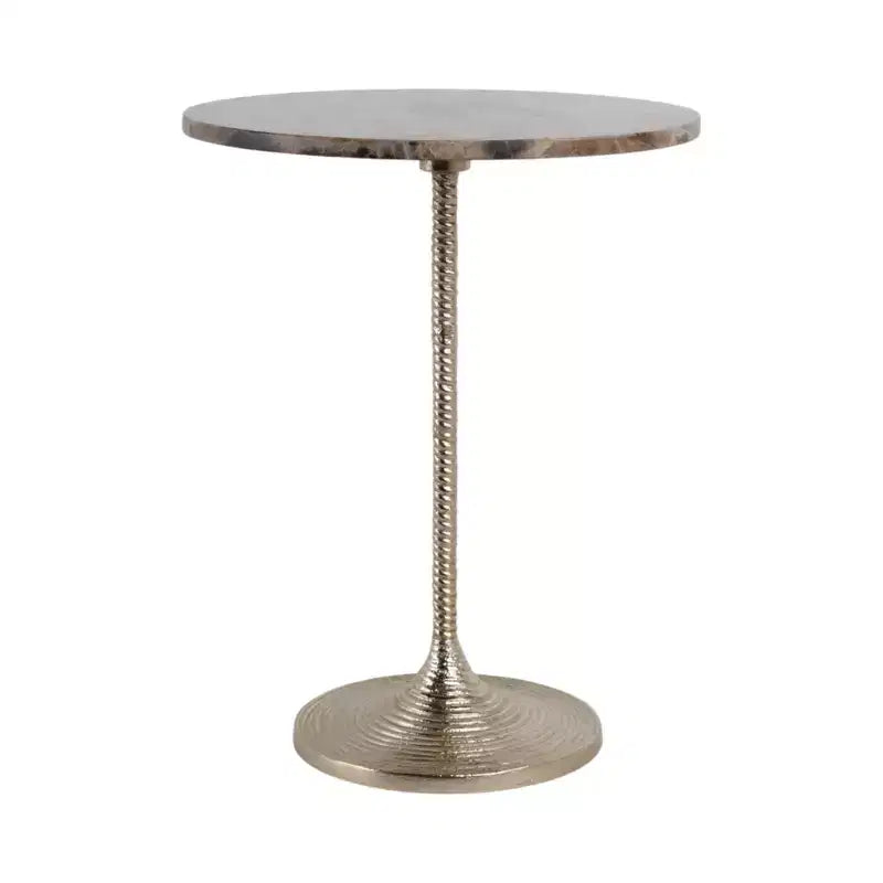 Classic End Table, Side Table, or Small Night Stand for Room Decor - Bold Metal Accent Table with Marble Top Ideal for Living Room - 21