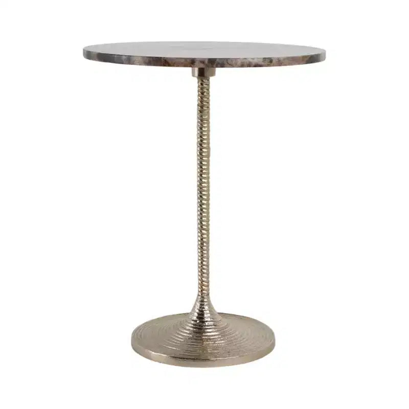Classic End Table, Side Table, or Small Night Stand for Room Decor - Bold Metal Accent Table with Marble Top Ideal for Living Room - 21