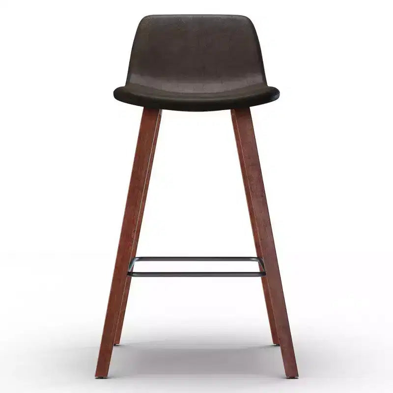 Set of 2 26" Maire Counter Height Barstools Distressed Brown - WyndenHall: Retro Urban, Low-Profile Back, Bentwood Legs