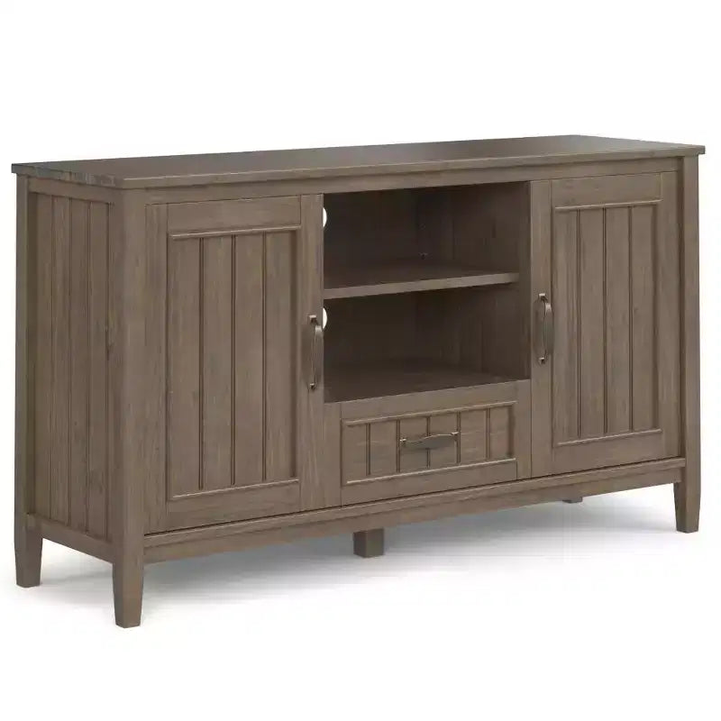 Rowan TV Stand for TVs up to 60" Smoky Brown - Wyndenhall: Contemporary Style, 30-Inch Height, Storage Drawer