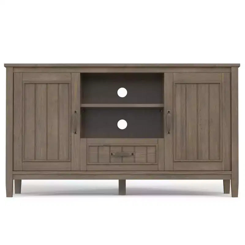 Rowan TV Stand for TVs up to 60" Smoky Brown - Wyndenhall: Contemporary Style, 30-Inch Height, Storage Drawer