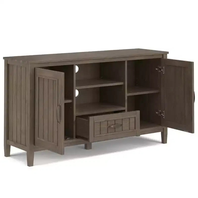 Rowan TV Stand for TVs up to 60" Smoky Brown - Wyndenhall: Contemporary Style, 30-Inch Height, Storage Drawer