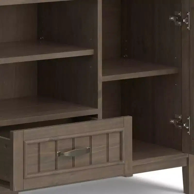 Rowan TV Stand for TVs up to 60" Smoky Brown - Wyndenhall: Contemporary Style, 30-Inch Height, Storage Drawer