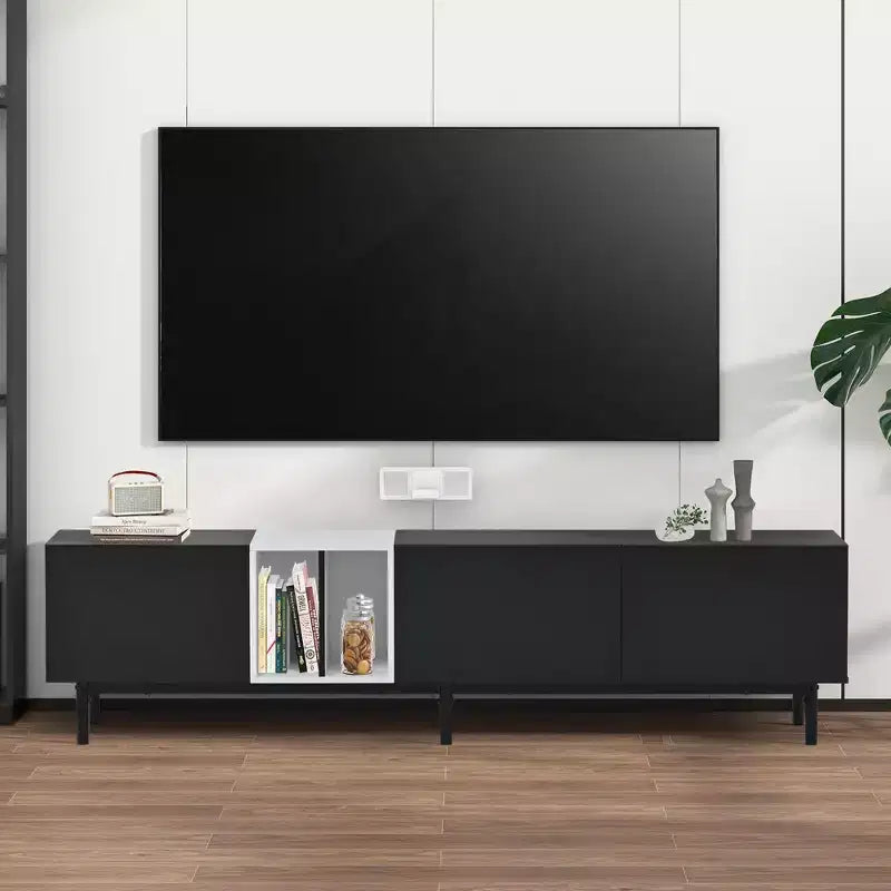 Modern TV Stand for TVs up to 80'', Entertainment Center with Large Storage Cabinet RE-ModernLuxe