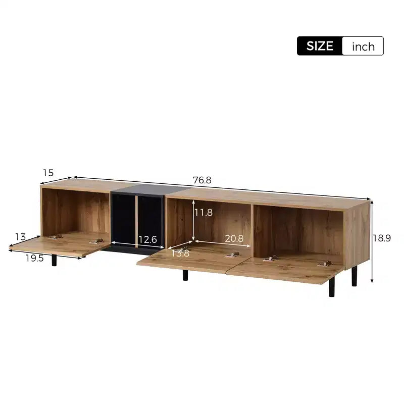 Modern TV Stand for TVs up to 80'', Entertainment Center with Large Storage Cabinet RE-ModernLuxe