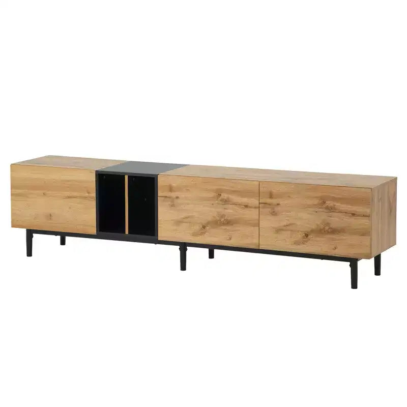 Modern TV Stand for TVs up to 80'', Entertainment Center with Large Storage Cabinet RE-ModernLuxe