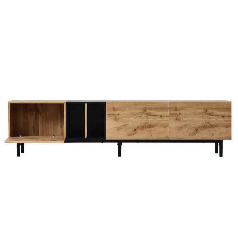 Modern TV Stand for TVs up to 80'', Entertainment Center with Large Storage Cabinet RE-ModernLuxe