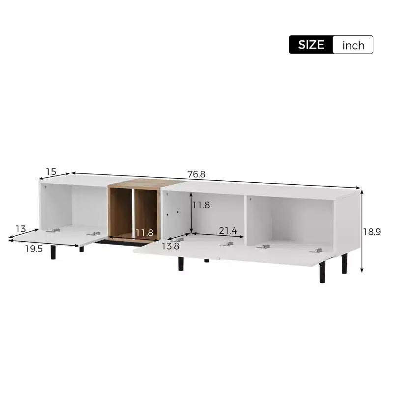 Modern TV Stand for TVs up to 80'', Entertainment Center with Large Storage Cabinet RE-ModernLuxe
