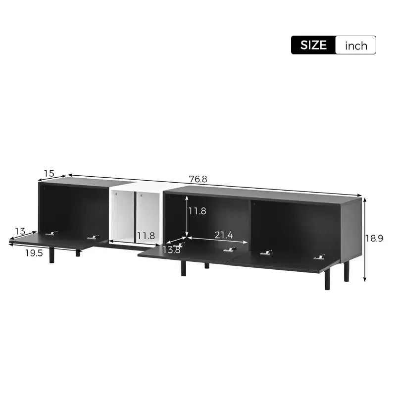 Modern TV Stand for TVs up to 80'', Entertainment Center with Large Storage Cabinet RE-ModernLuxe