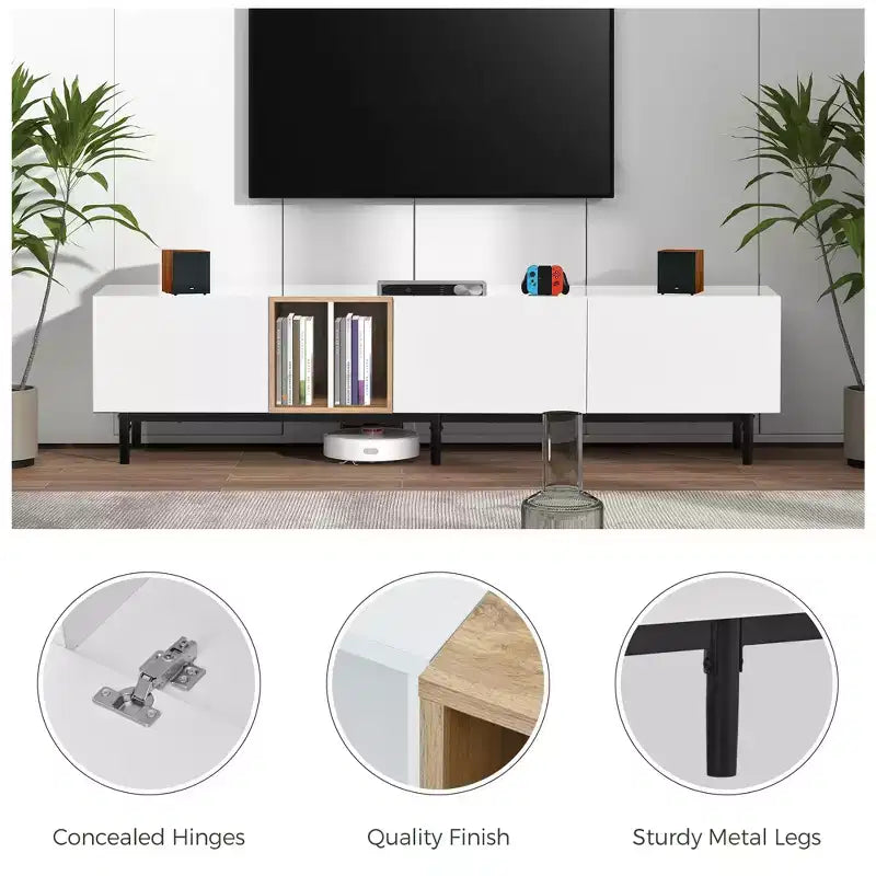 Modern TV Stand for TVs up to 80'', Entertainment Center with Large Storage Cabinet RE-ModernLuxe