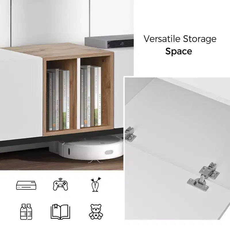 Modern TV Stand for TVs up to 80'', Entertainment Center with Large Storage Cabinet RE-ModernLuxe