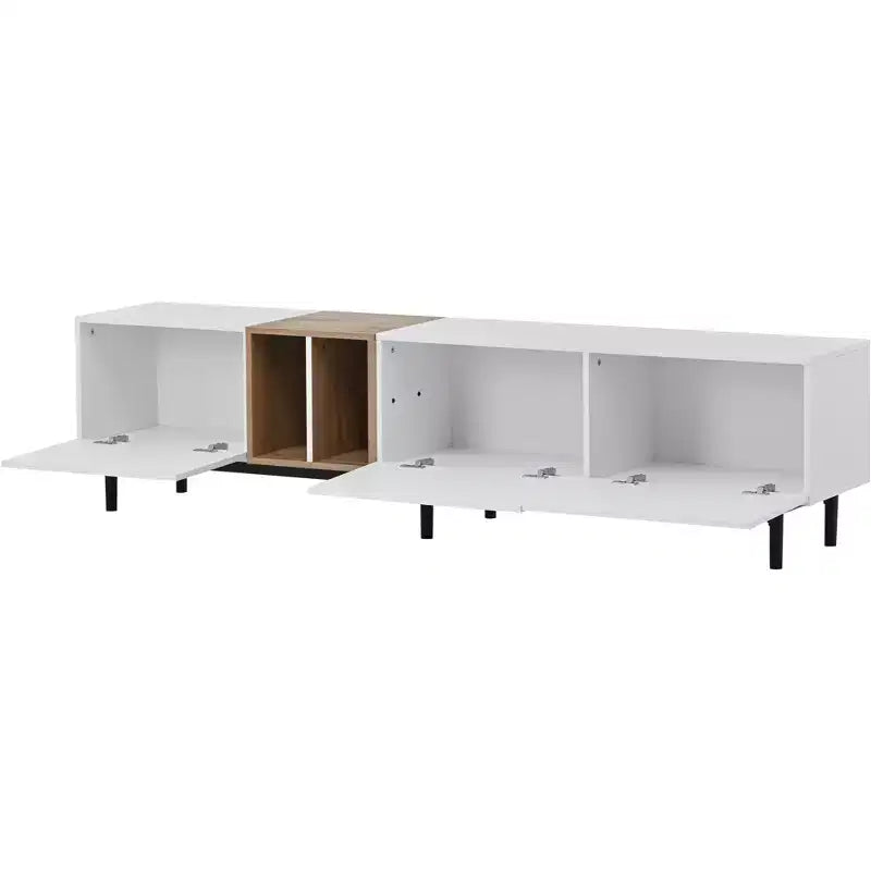 Modern TV Stand for TVs up to 80'', Entertainment Center with Large Storage Cabinet RE-ModernLuxe