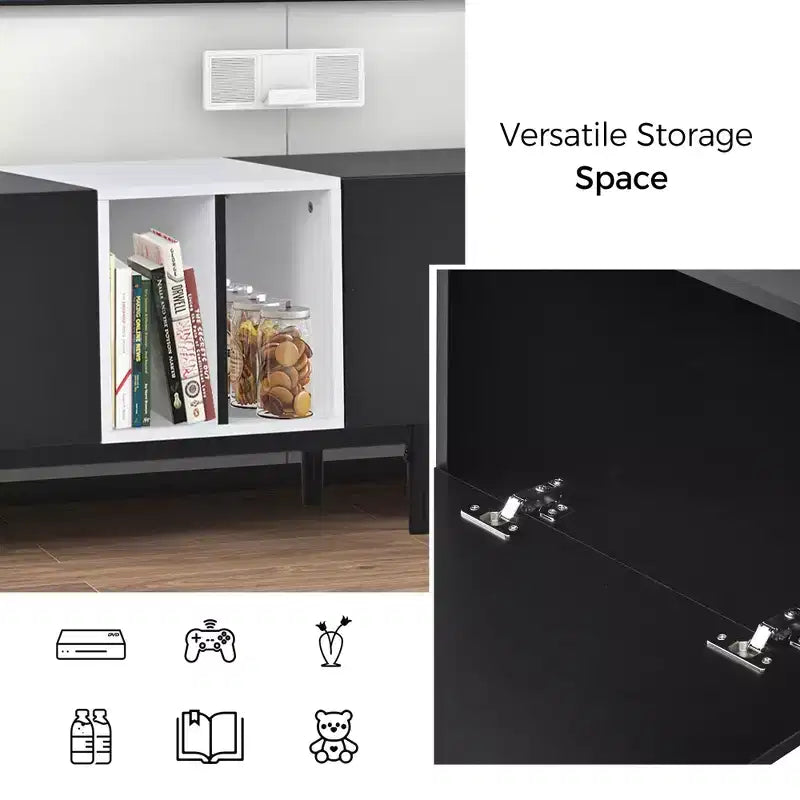 Modern TV Stand for TVs up to 80'', Entertainment Center with Large Storage Cabinet RE-ModernLuxe